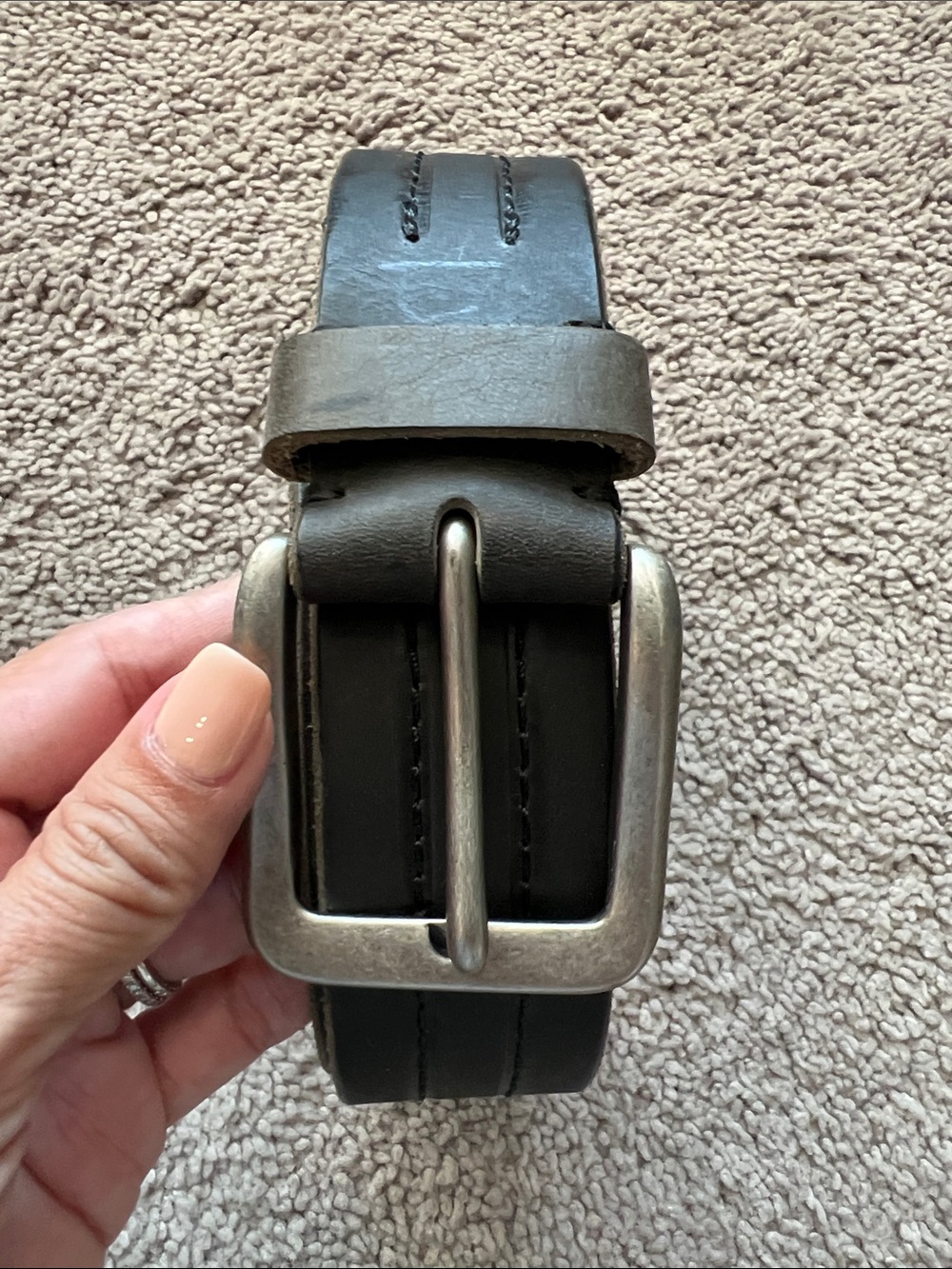 Fossil Men's Black Leather Belt with Silver Buckle size 32
